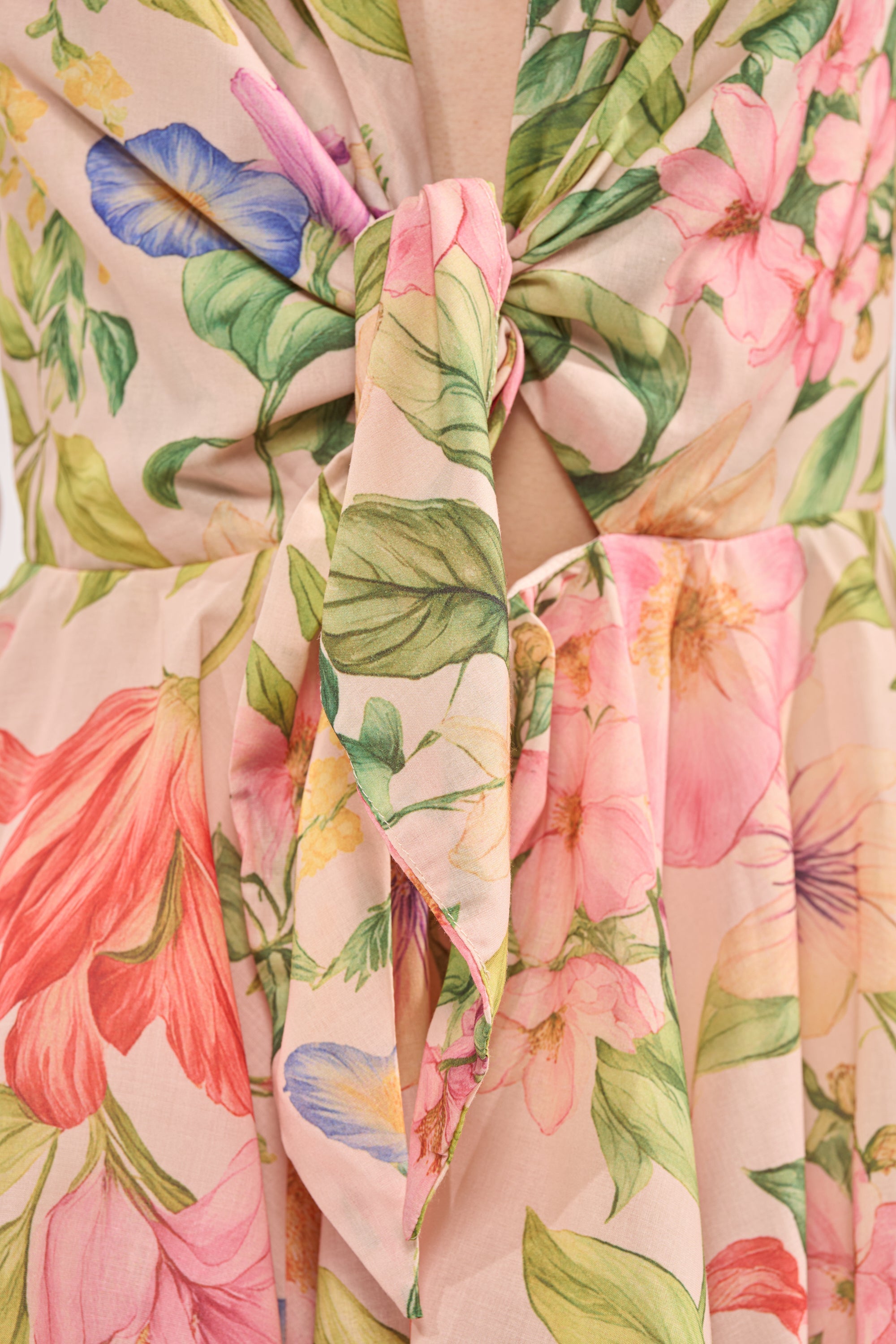 SOFT LAUNCH FLORAL MINI DRESS IN BEIGE