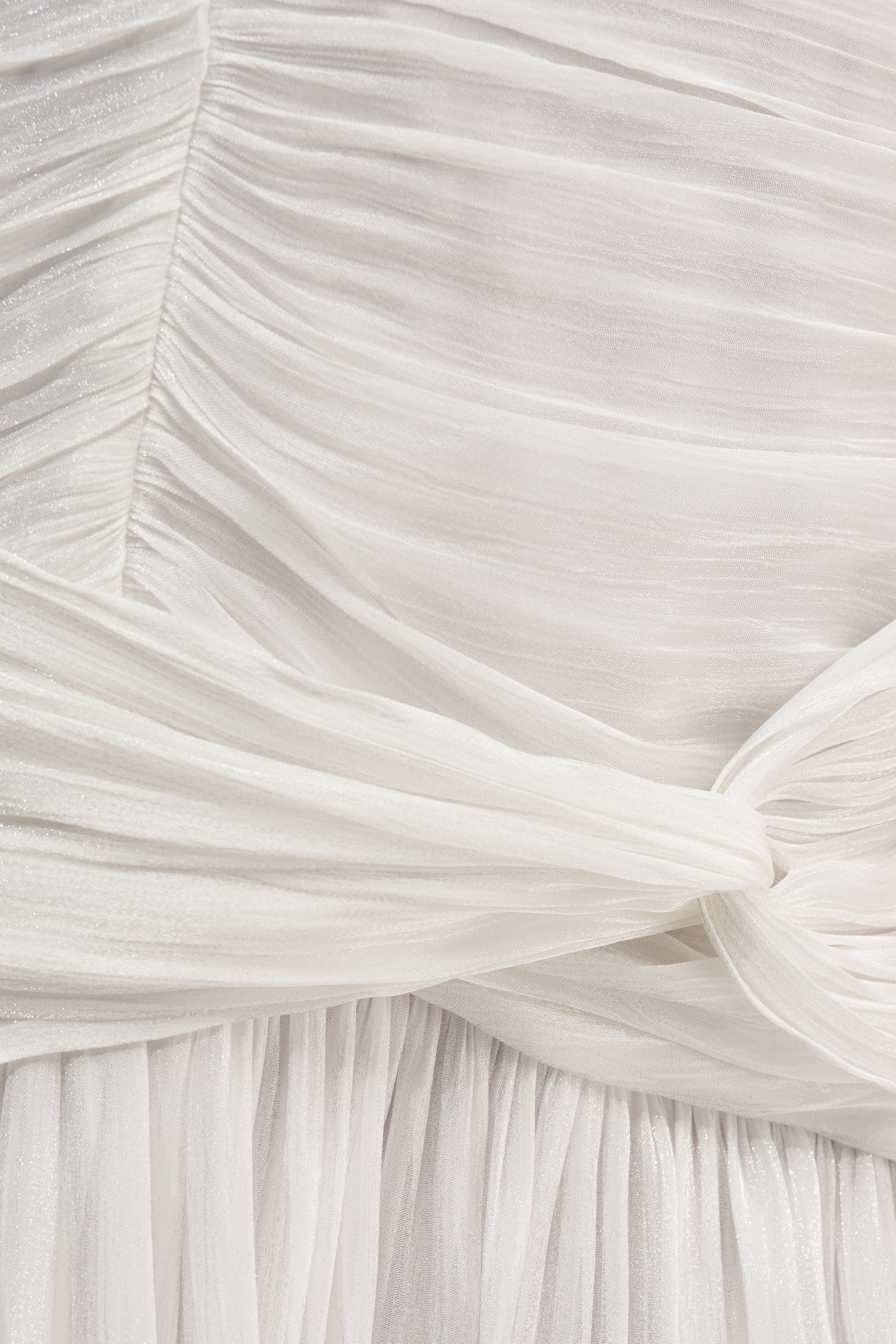 GOLDEN GLAM RUFFLE MINI DRESS IN WHITE