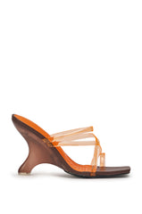 AZALEA WANG LEMUEL BROWN AND ORANGE WEDGE SANDAL