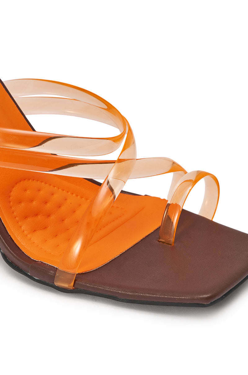 AZALEA WANG LEMUEL BROWN AND ORANGE WEDGE SANDAL