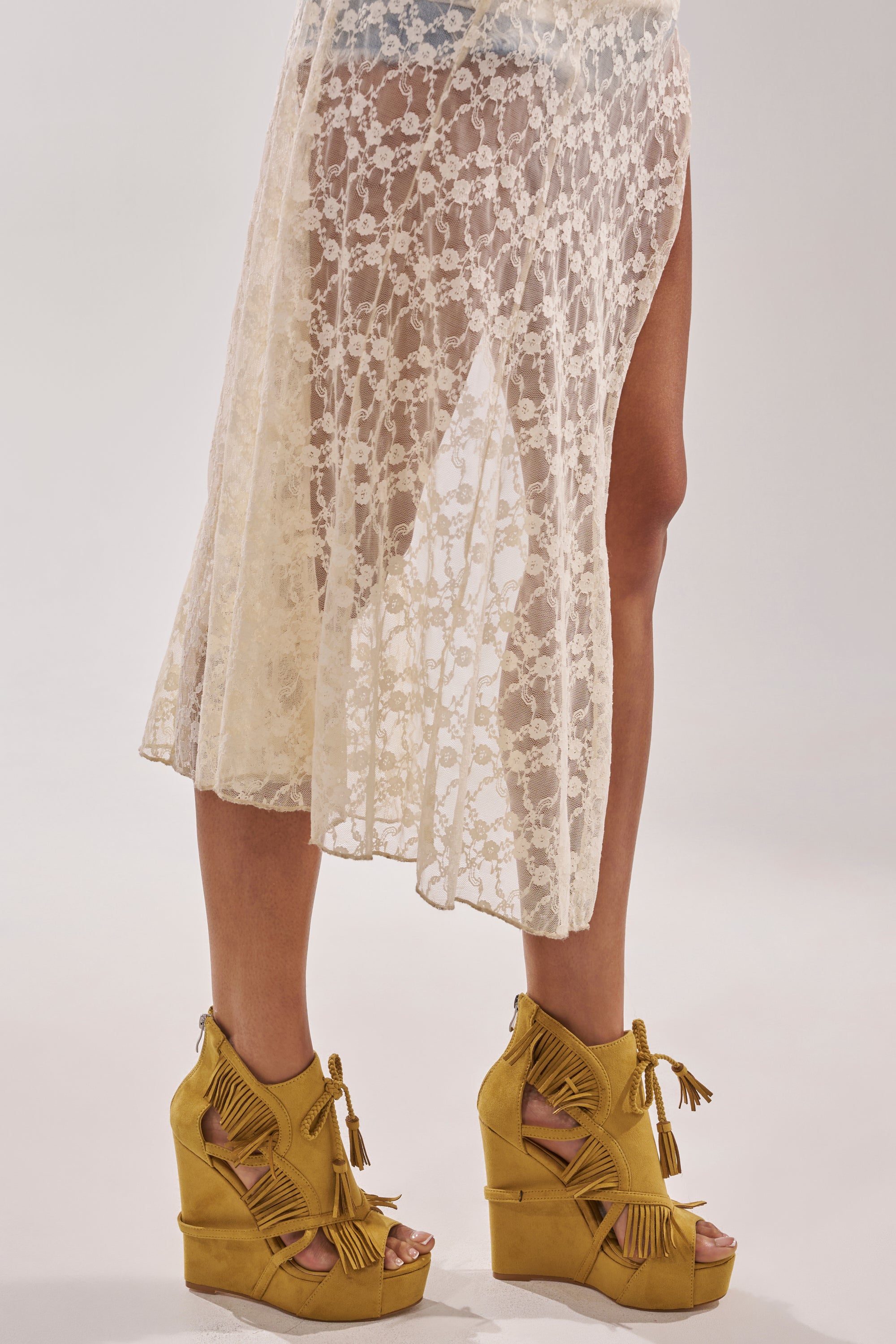 AZALEA WANG LEONTINE WARM OLIVE WEDGE FAUX SUEDE SANDAL