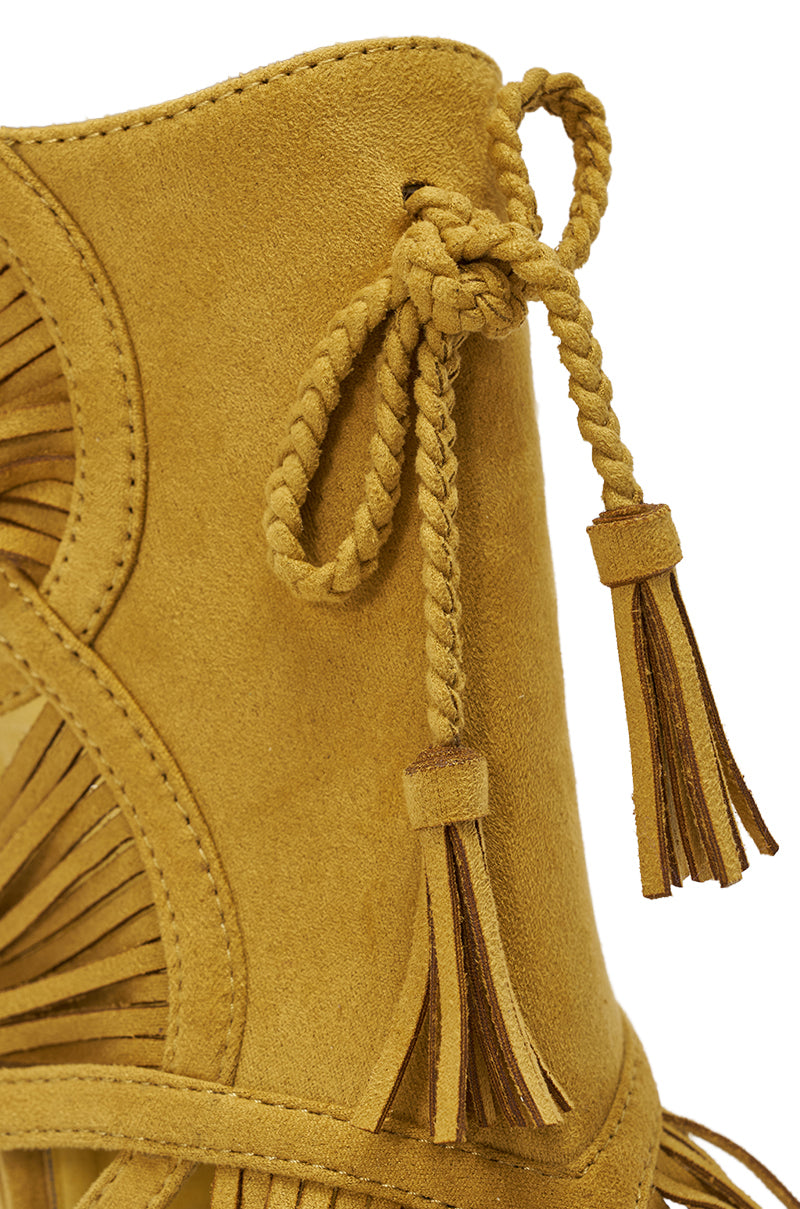 AZALEA WANG LEONTINE WARM OLIVE WEDGE FAUX SUEDE SANDAL