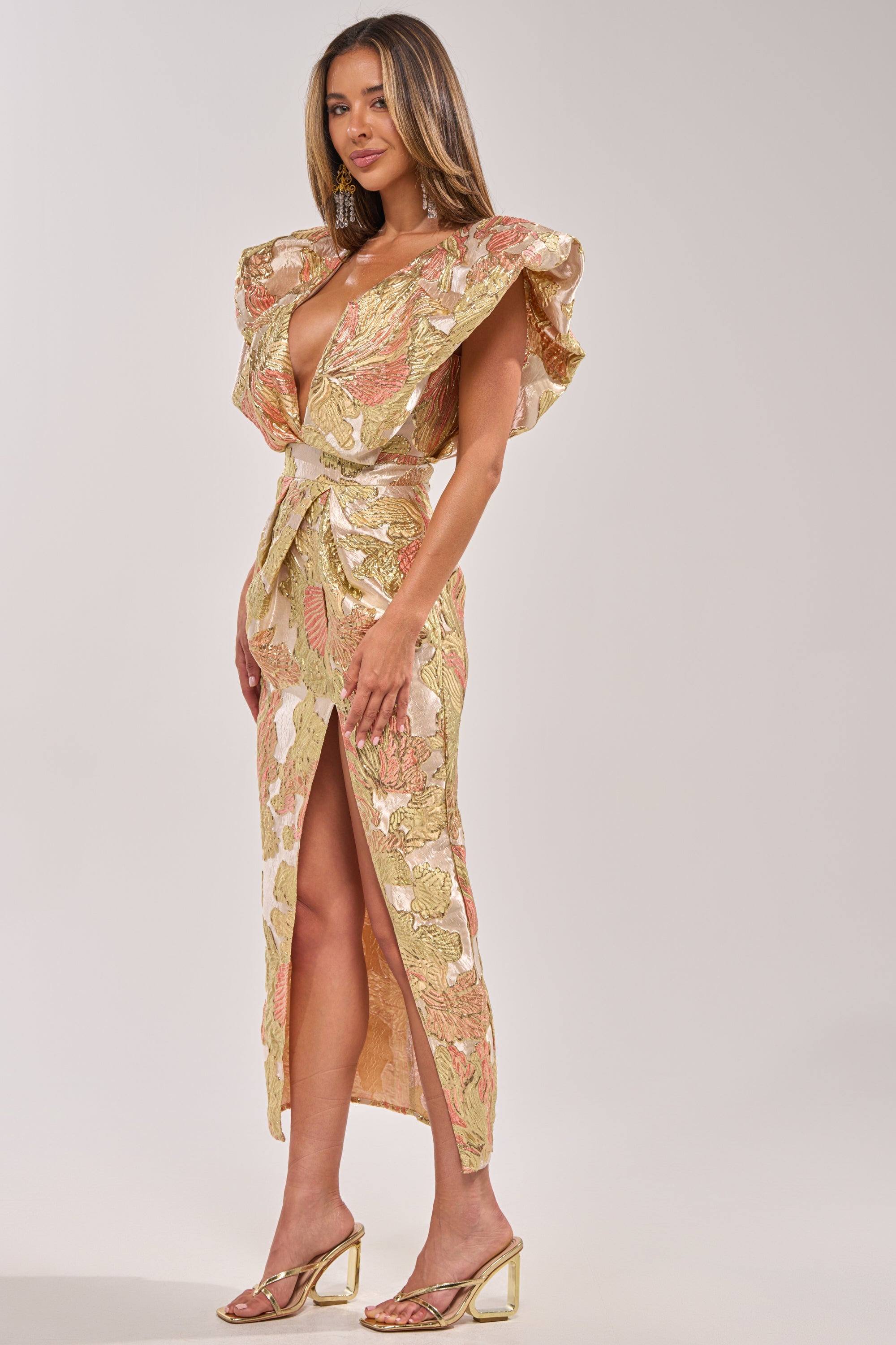 BEST DRESSED BROCADE MAXI DRESS IN PINK