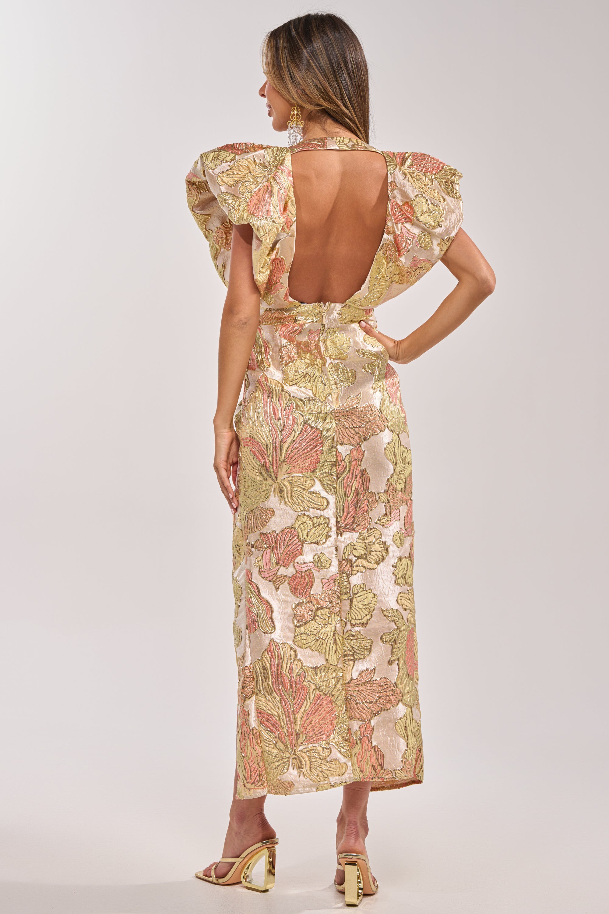 BEST DRESSED BROCADE MAXI DRESS IN PINK