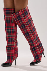 AZALEA WANG LOCHANA MULTI PLAID FLANNEL SEXY BOOT