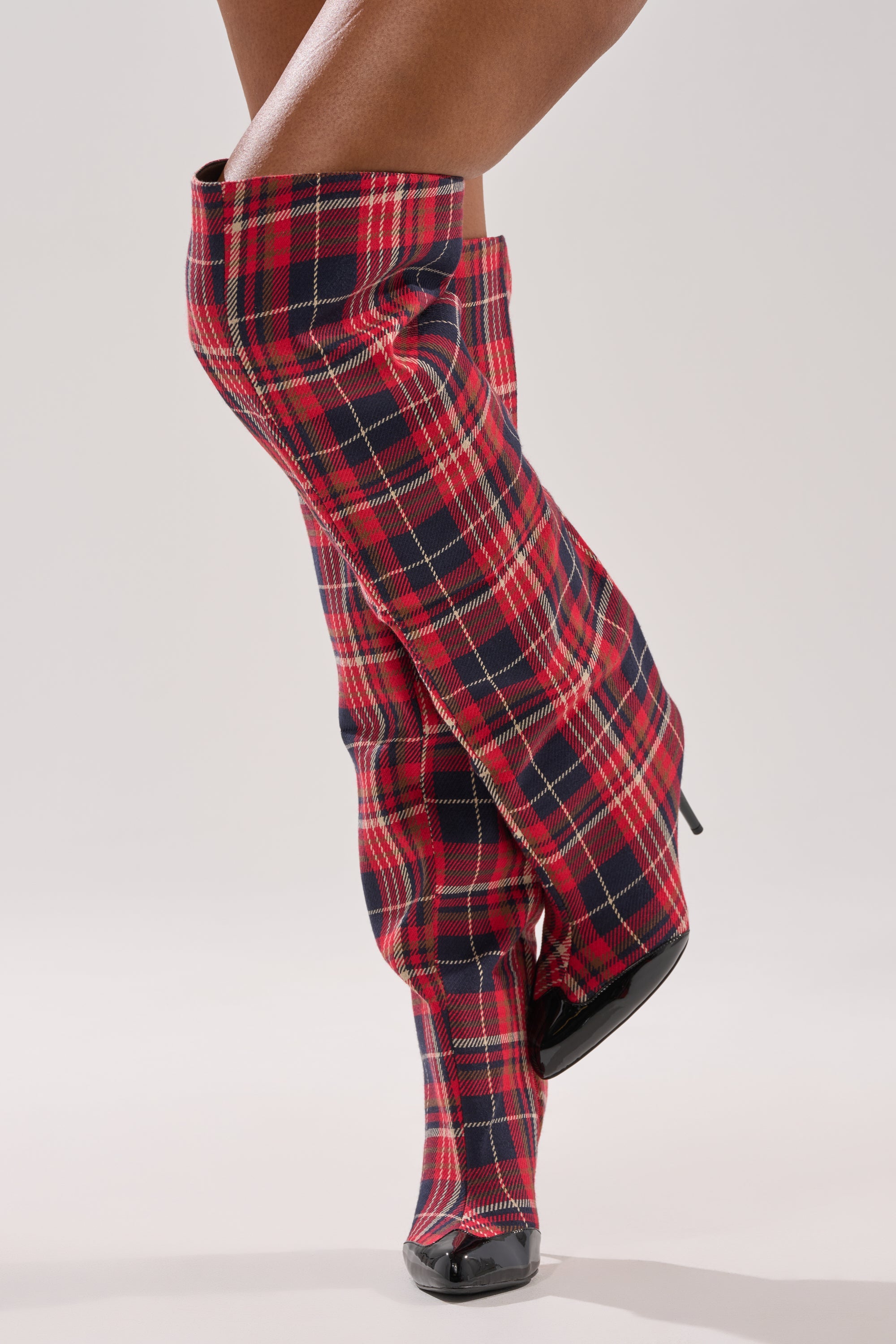 AZALEA WANG LOCHANA MULTI PLAID FLANNEL SEXY BOOT