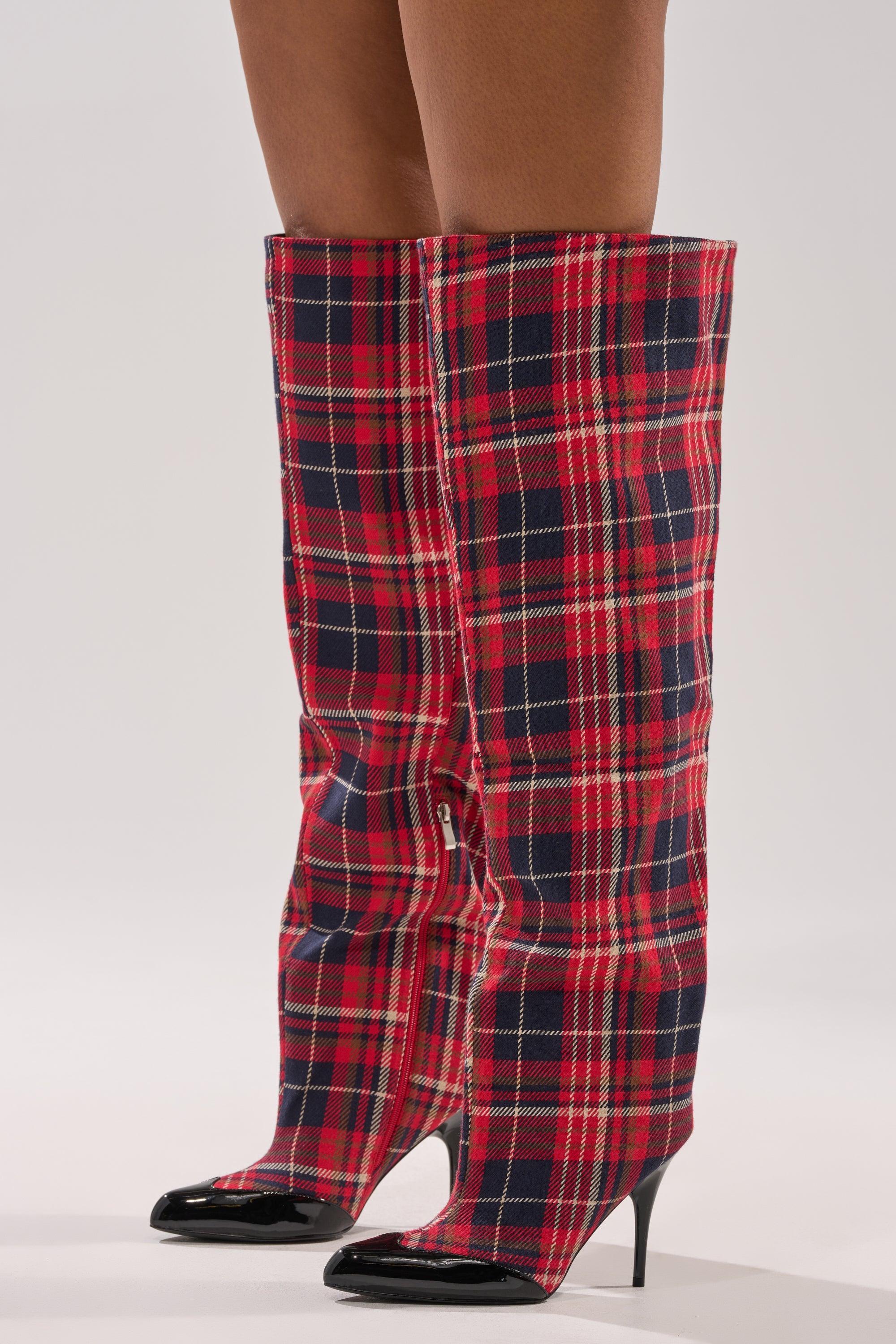 AZALEA WANG LOCHANA MULTI PLAID FLANNEL SEXY BOOT