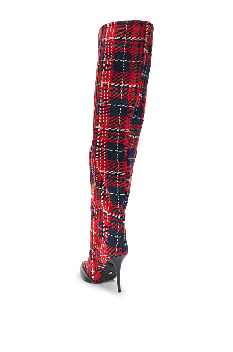AZALEA WANG LOCHANA MULTI PLAID FLANNEL SEXY BOOT