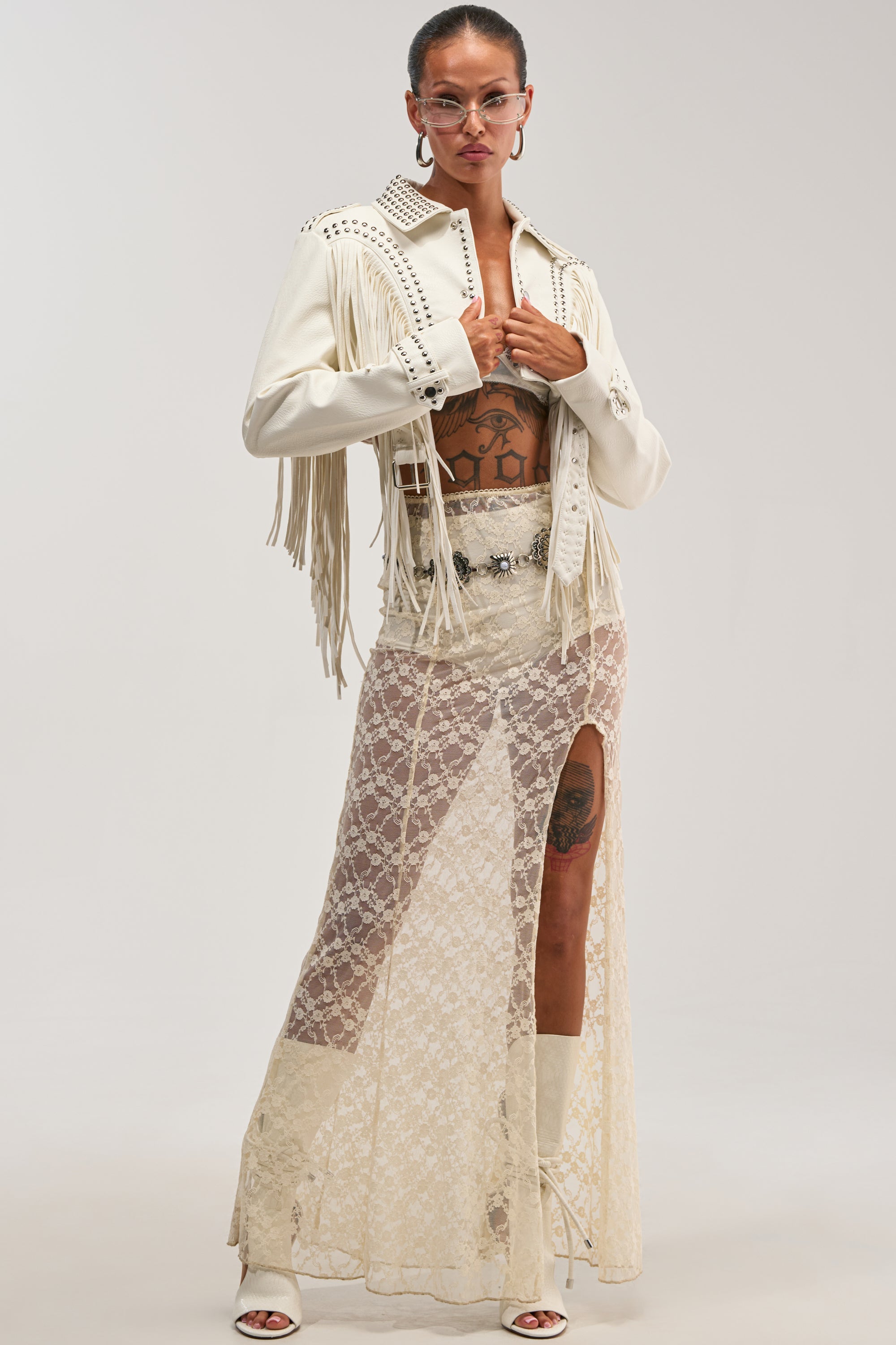 RUMI CROPPED MOTO IN WHITE