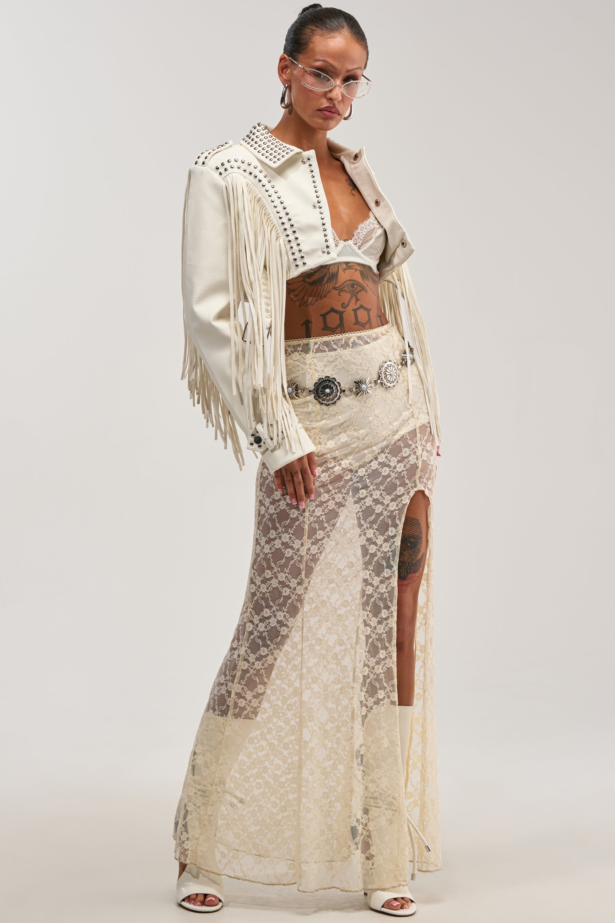 RUMI CROPPED MOTO IN WHITE