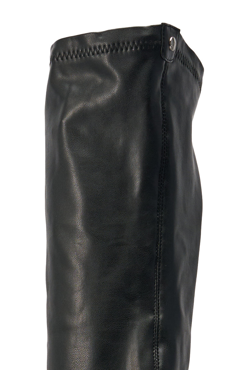 AZALEA WANG LUMI BLACK OVER THE KNEE OPEN TOE WEDGE BOOT