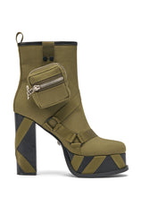 AZALEA WANG MAHOMES OLIVE SPORTY COMBAT BLOCK BOOTIE