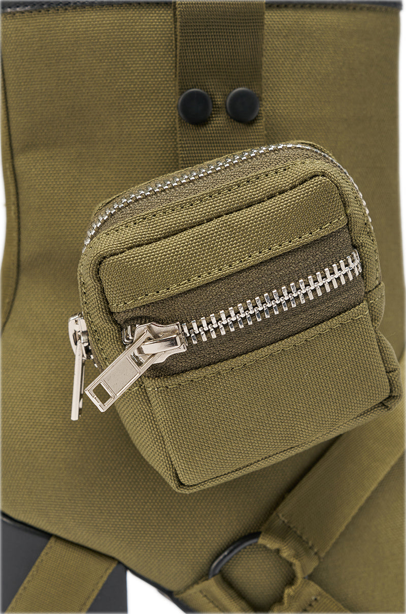 AZALEA WANG MAHOMES OLIVE SPORTY COMBAT BLOCK BOOTIE