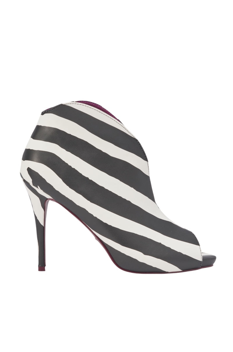 AZALEA WANG MARISOL OPEN TOE STILETTO BOOTIE IN ZEBRA