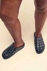 AZALEA WANG MARSHA BLACK GROMMET DETAIL FLAT
