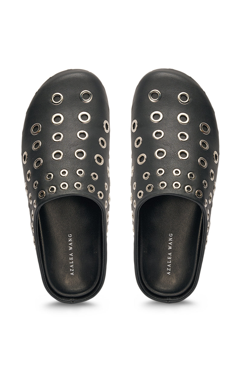 AZALEA WANG MARSHA BLACK GROMMET DETAIL FLAT