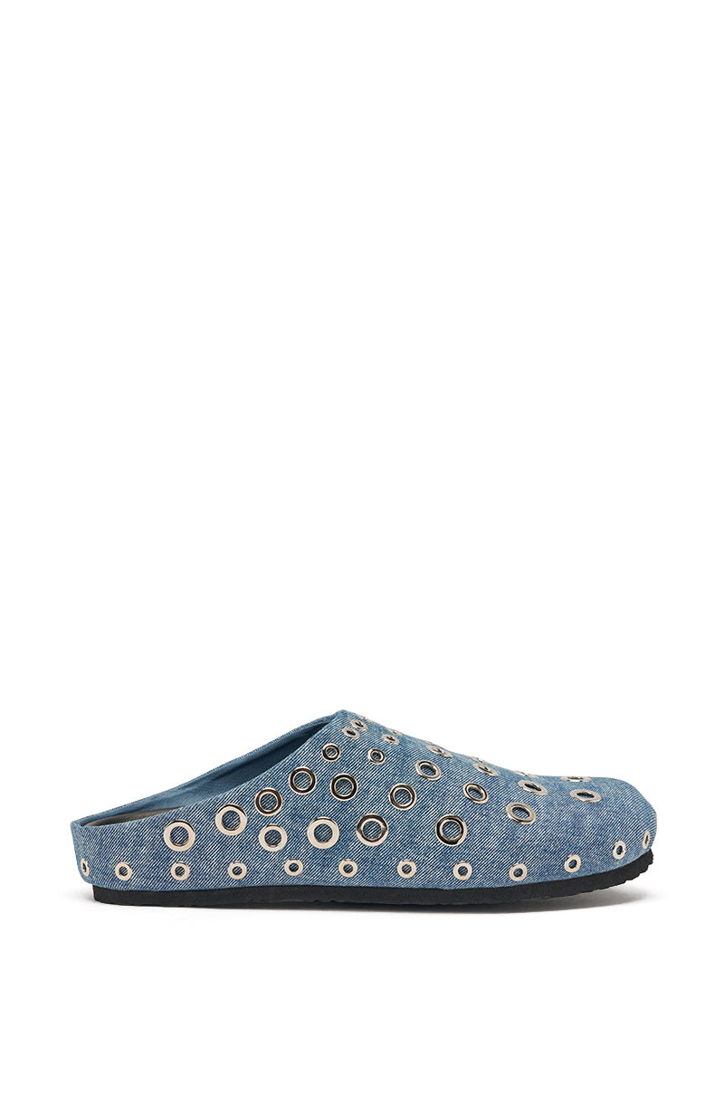 AZALEA WANG MARSHA DENIM GROMMET DETAIL FLAT
