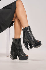 AZALEA WANG MARTEENA OPEN TOE PLATFORM BOOTIE