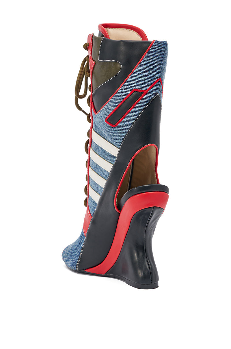 AKIRA GOLD MAYWEATHER MULTI SPORTY LOOK WEDGE BOOTIE