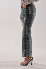 ELIJAH FLARE LACE DENIM