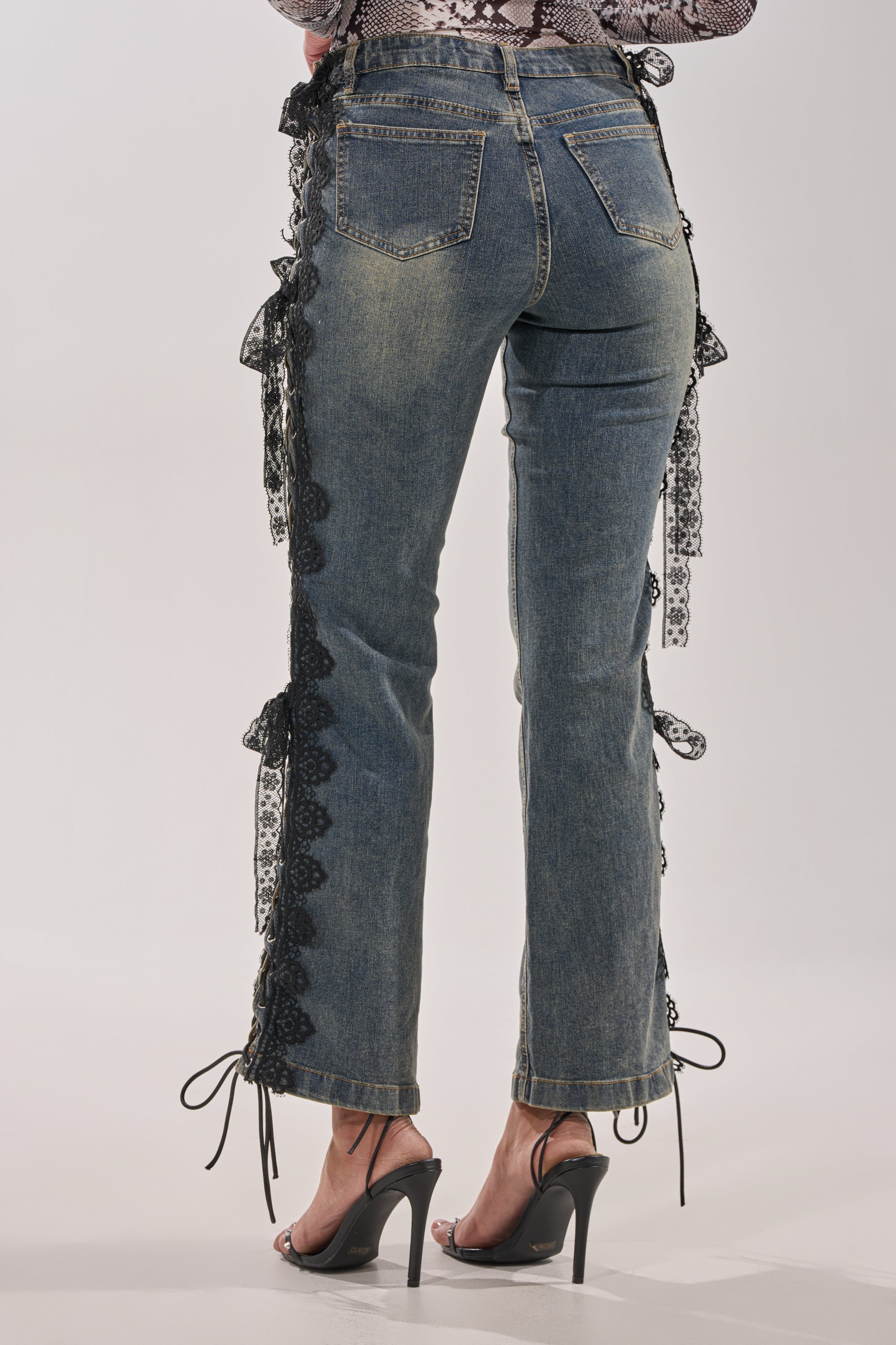 ELIJAH FLARE LACE DENIM
