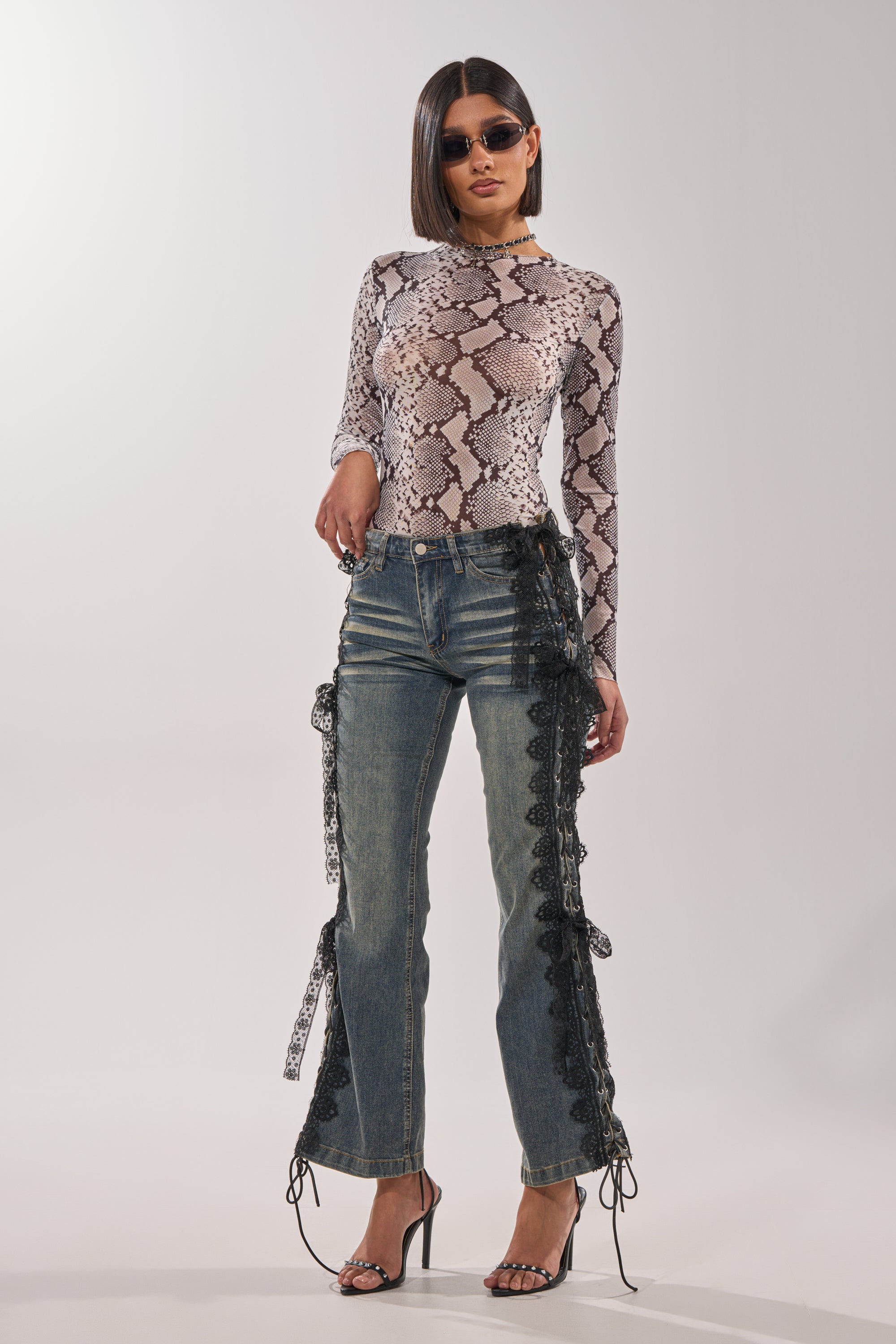 ELIJAH FLARE LACE DENIM
