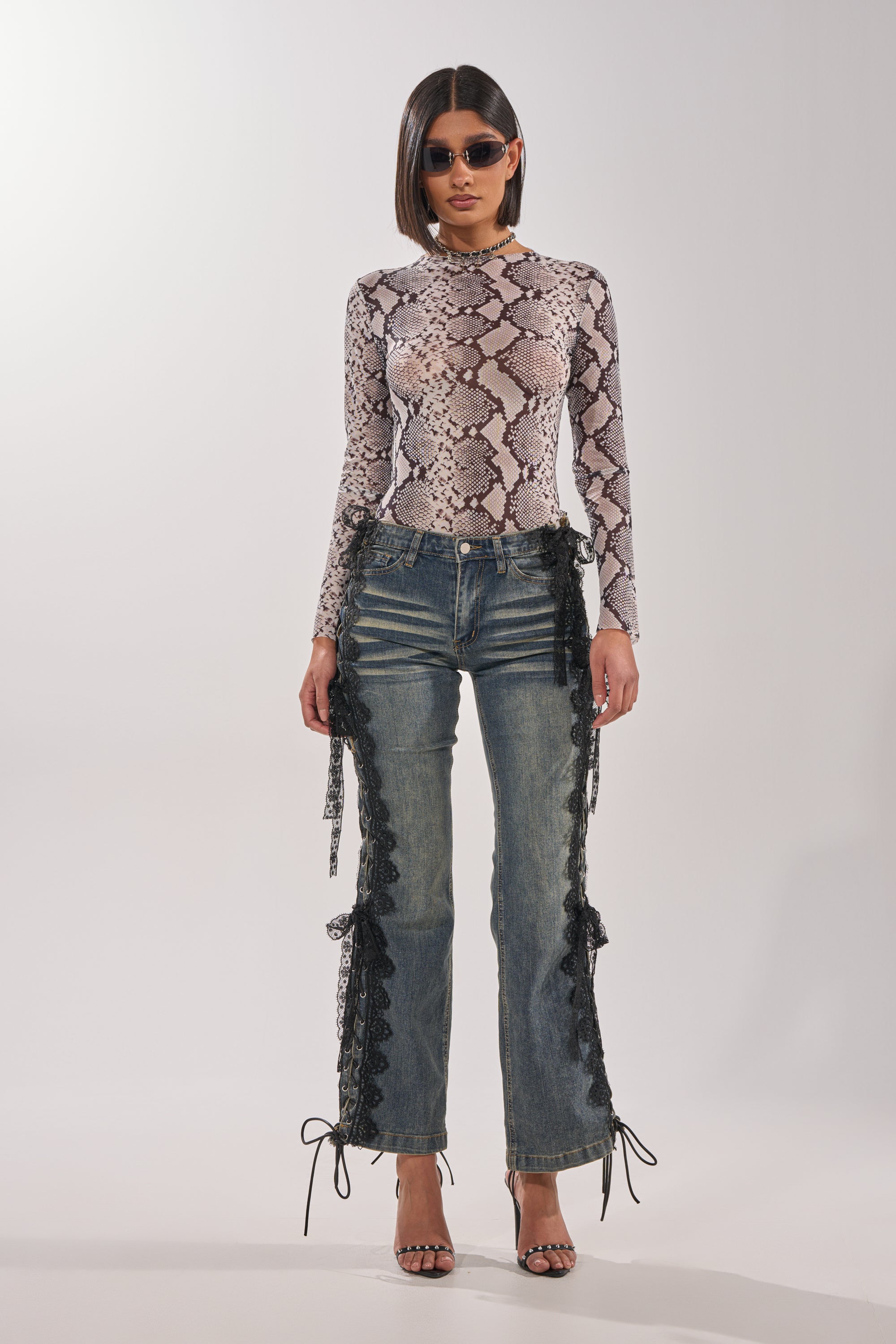 ELIJAH FLARE LACE DENIM