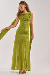 TRENDSETTER ENERGY LAYERED MAXI DRESS IN GREEN