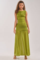 TRENDSETTER ENERGY LAYERED MAXI DRESS IN GREEN