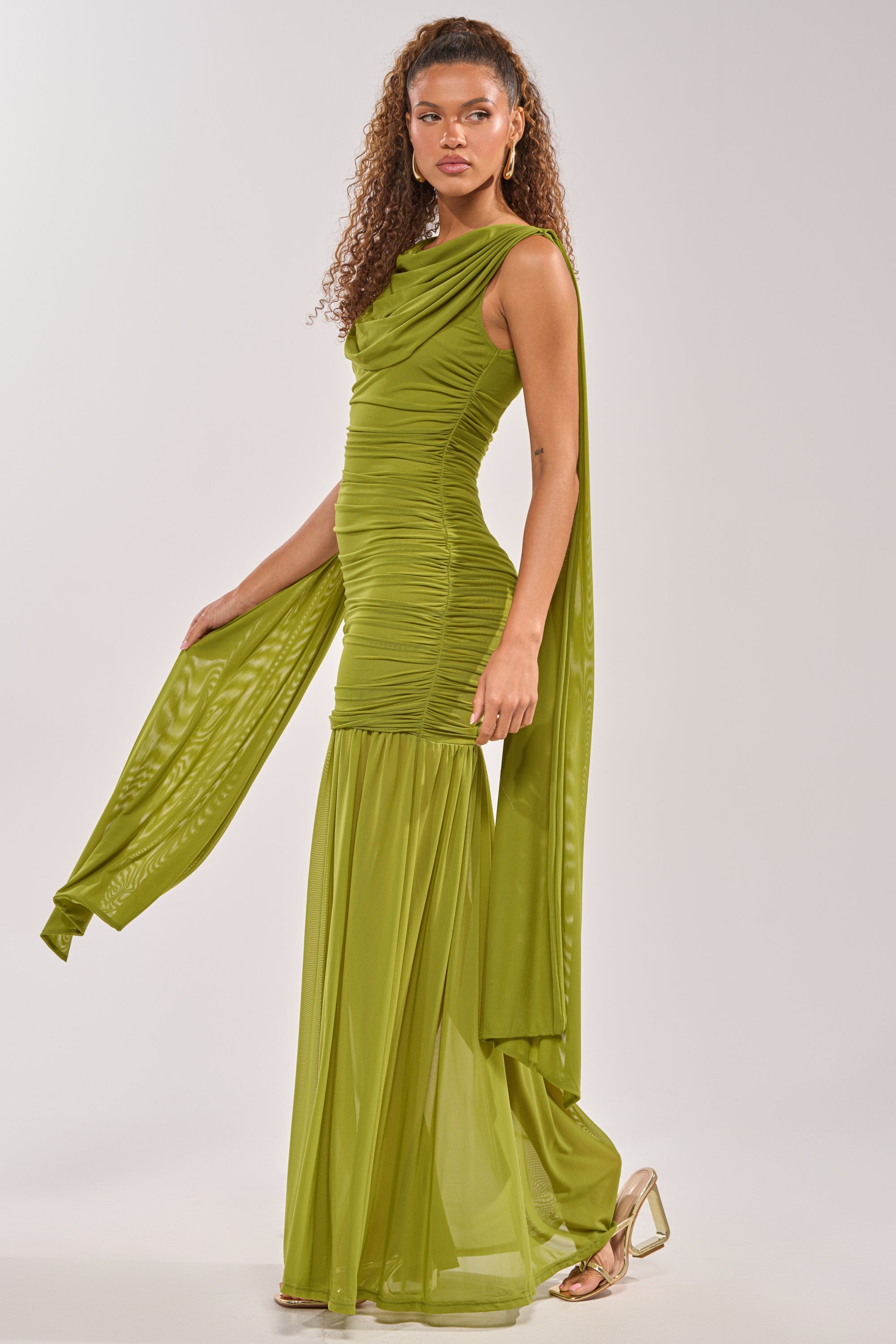 TRENDSETTER ENERGY LAYERED MAXI DRESS IN GREEN