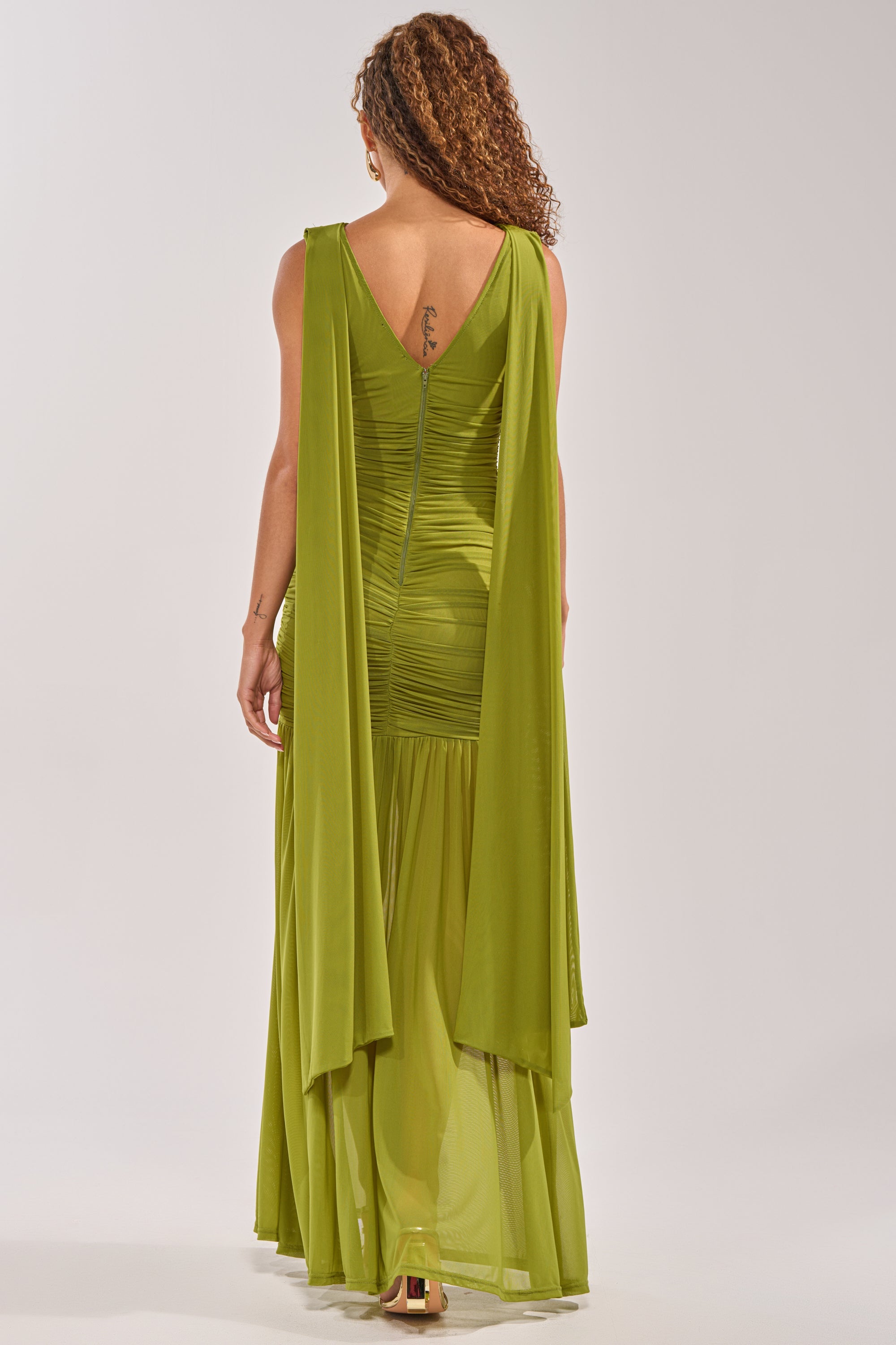 TRENDSETTER ENERGY LAYERED MAXI DRESS IN GREEN