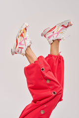AKIRA GOLD MELAE WHITE AND PINK SNEAKER
