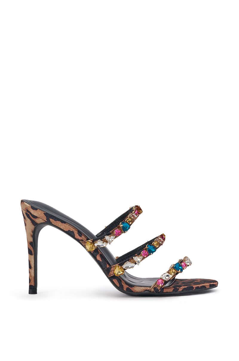 AZALEA WANG MINDY LEOPARD STILETTO SLIP ON SANDAL