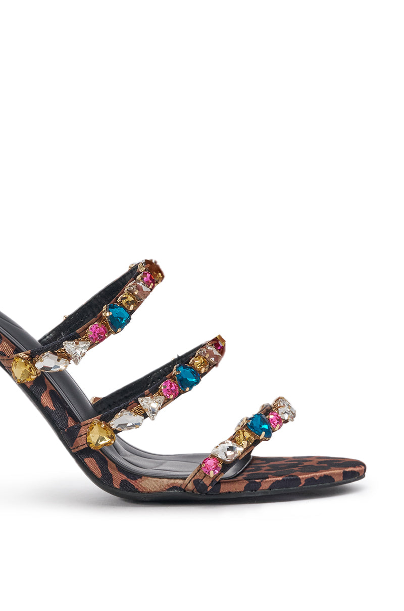 AZALEA WANG MINDY LEOPARD STILETTO SLIP ON SANDAL