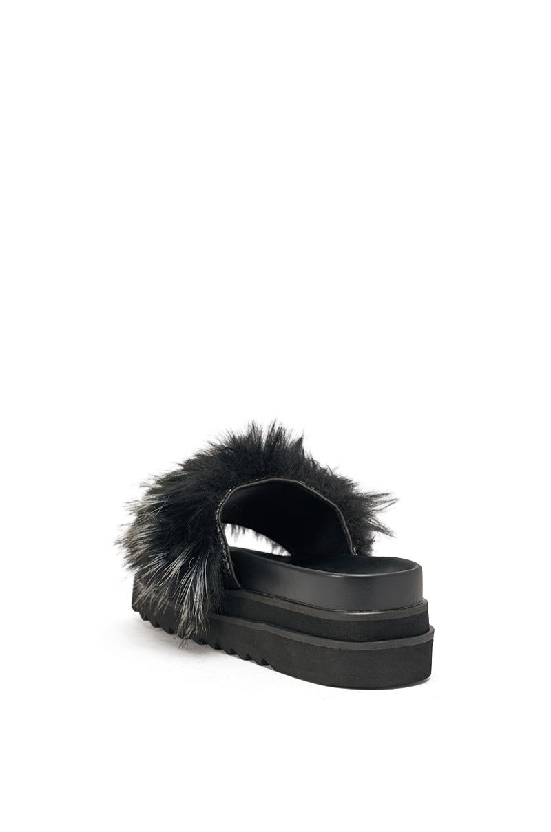 AKIRA MIRAY BLACK MULTI BLACK FUR SLIDE