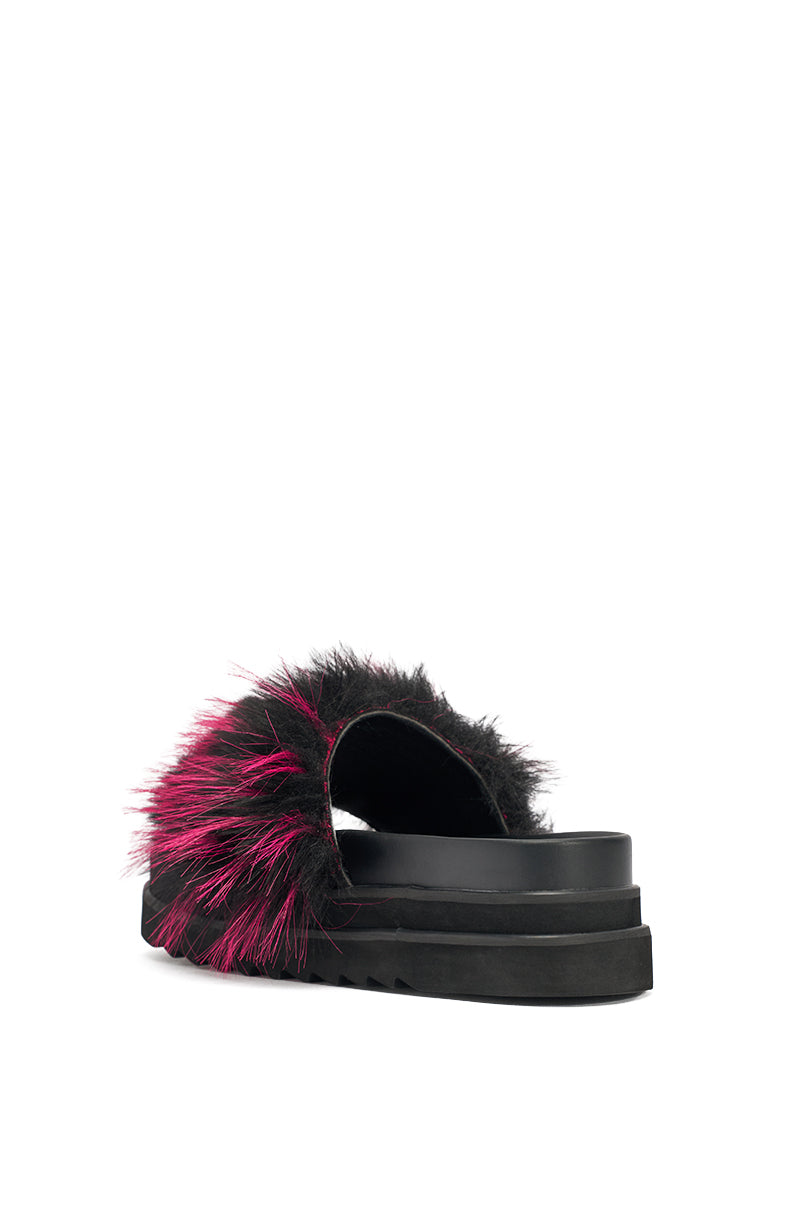 AKIRA MIRAY PINK MULTI FUR SLIDE