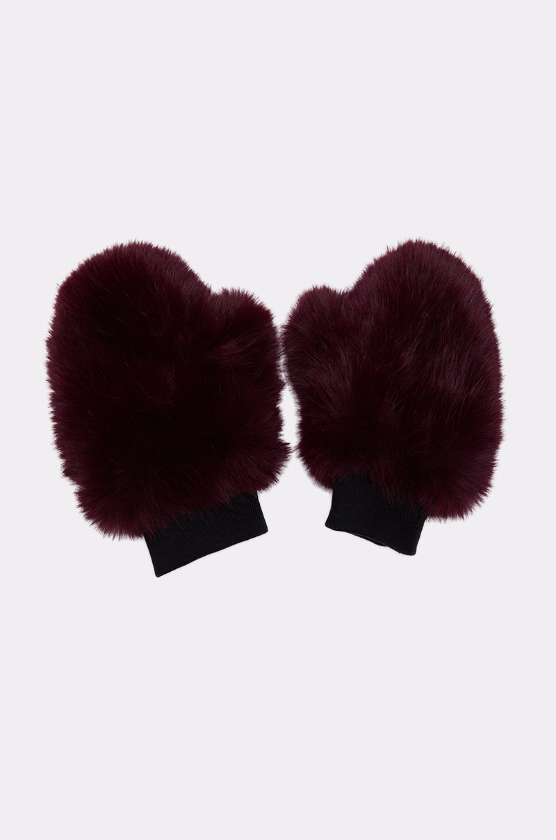 ALAIA FAUX FUR MITTENS