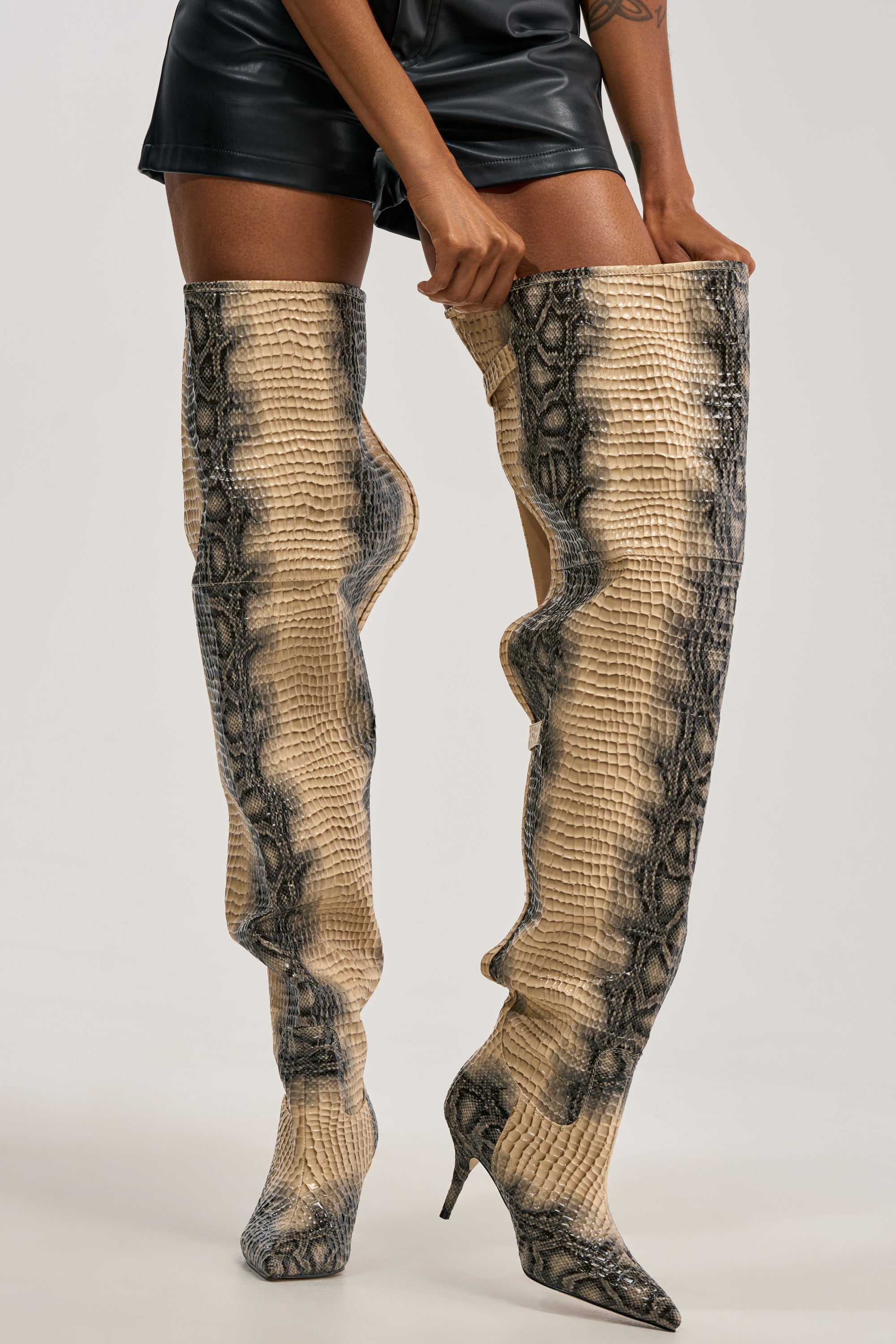 AZALEA WANG MOONREEL SNAKE THIGH HIGH BOOT