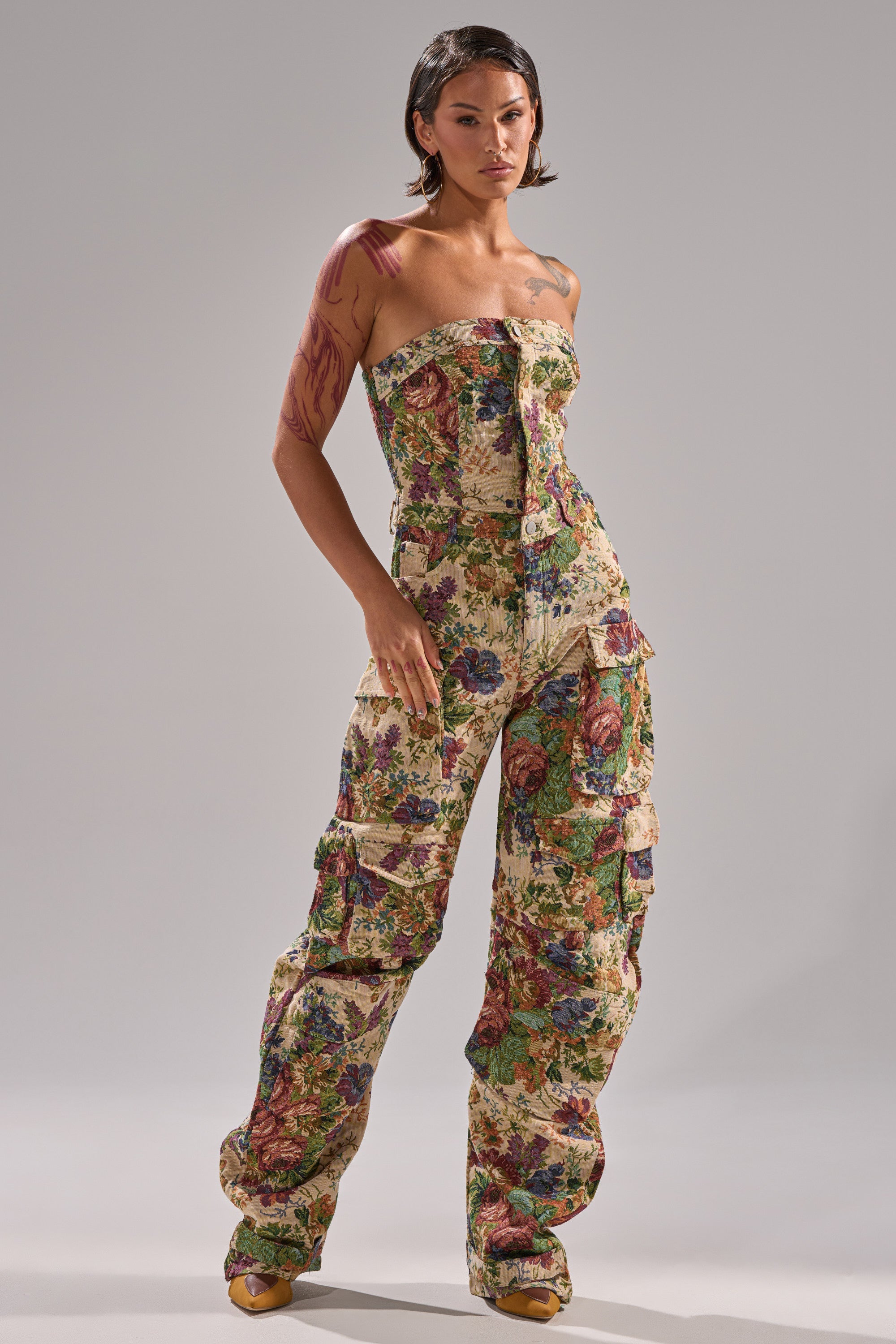 IN HER ELEMENT FLORAL WOVEN JUMPSUIT