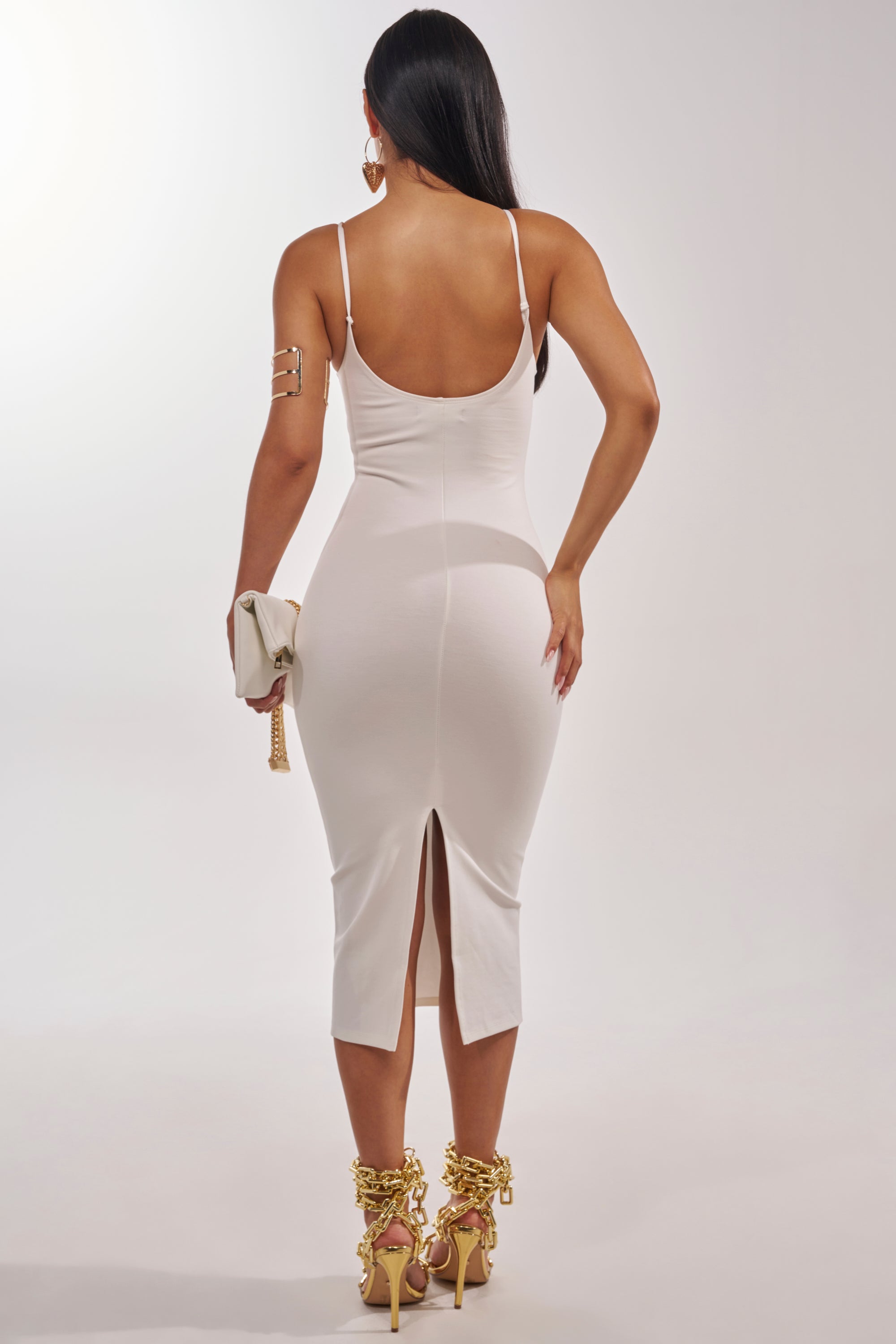 REYNA MIDI BODYCON DRESS IN WHITE