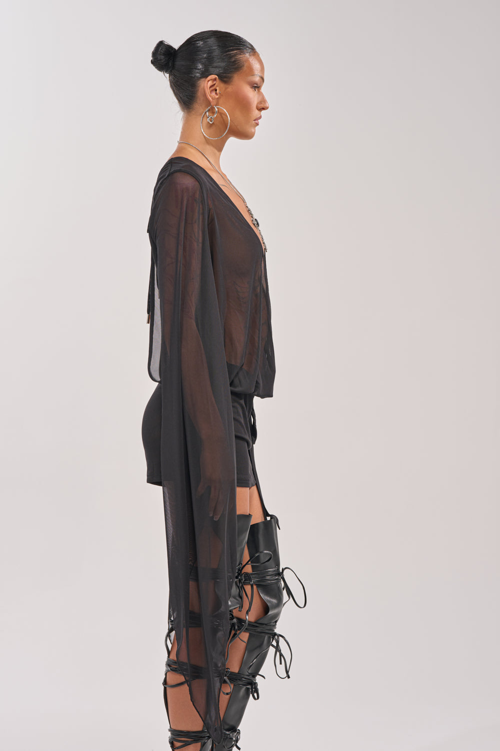 SHEER AFFECTION MESH MINI DRESS