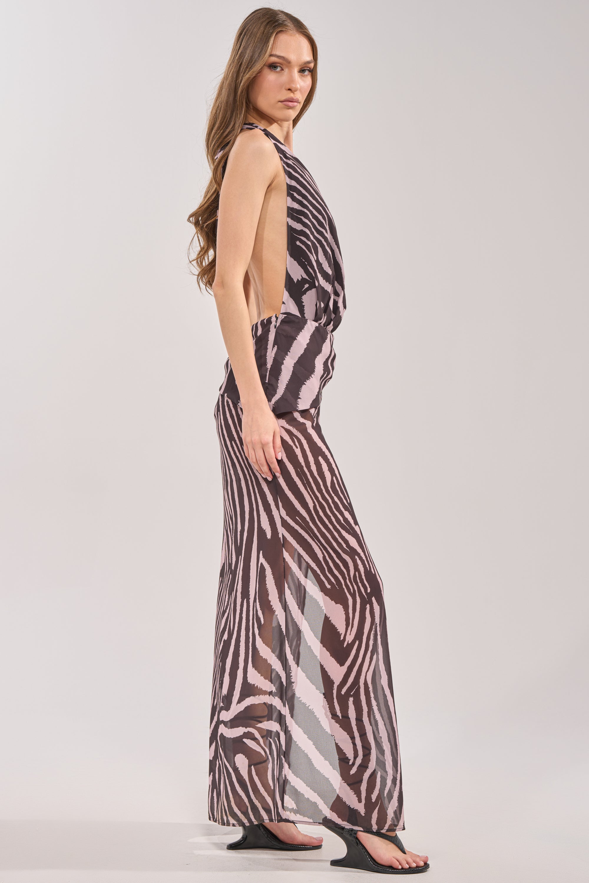 INVITE ONLY PRINTED MAXI DRESS IN ZEBRA