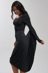FOREVER FLIRTY ONE SHOULDER WINGED MIDI DRESS