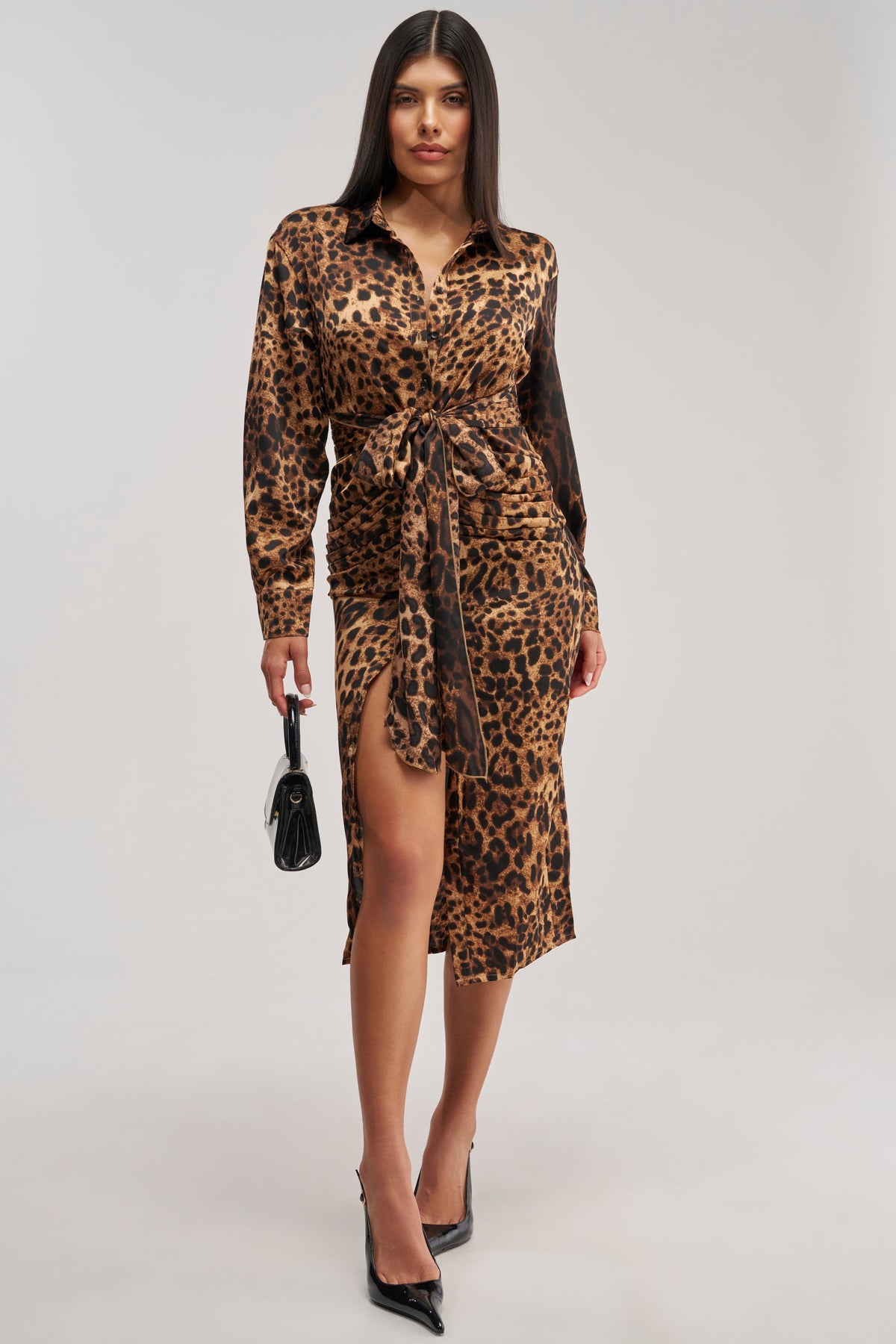 GOLDEN RADIANCE CHEETAH MIDI DRESS
