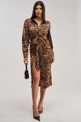 GOLDEN RADIANCE CHEETAH MIDI DRESS