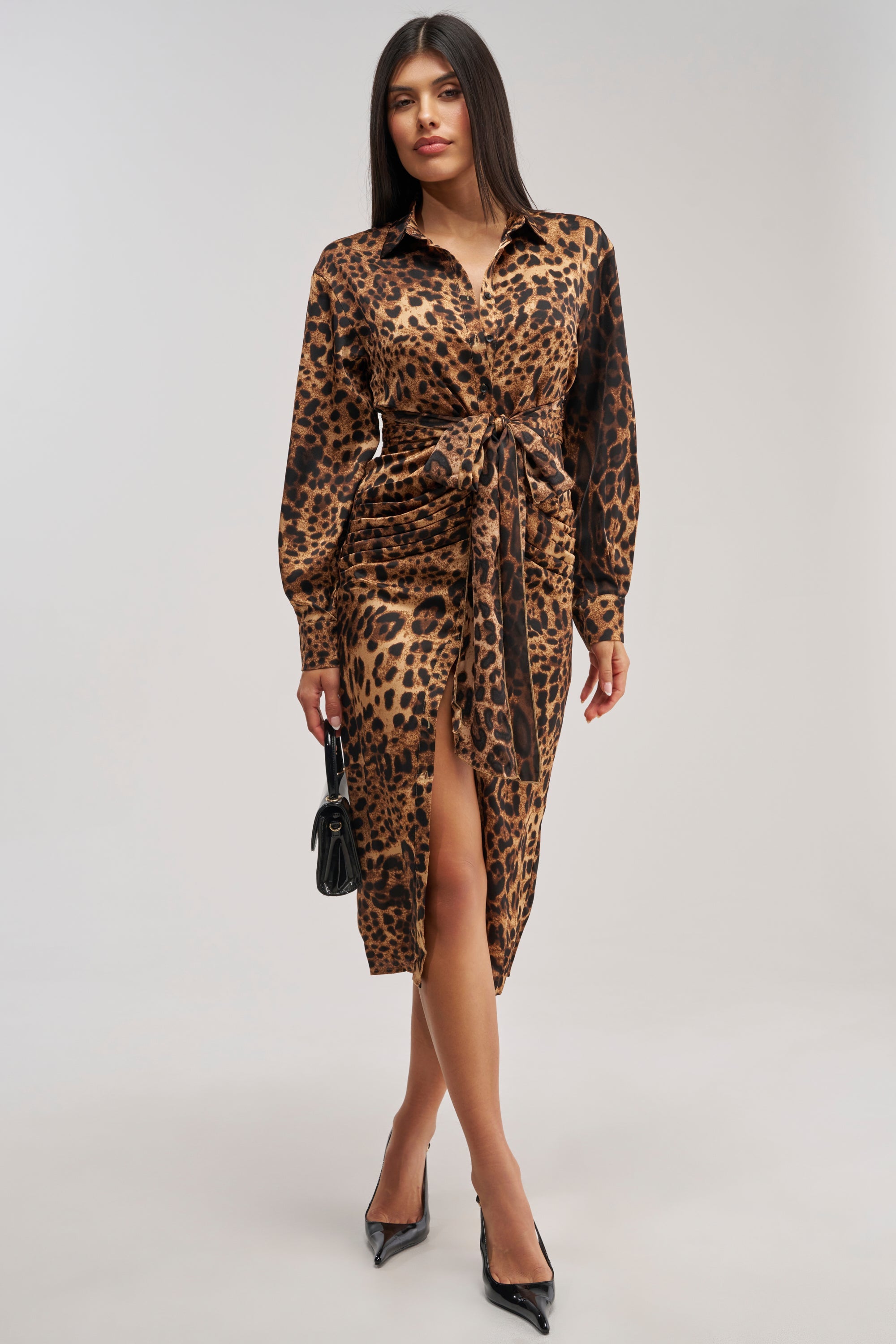GOLDEN RADIANCE CHEETAH MIDI DRESS
