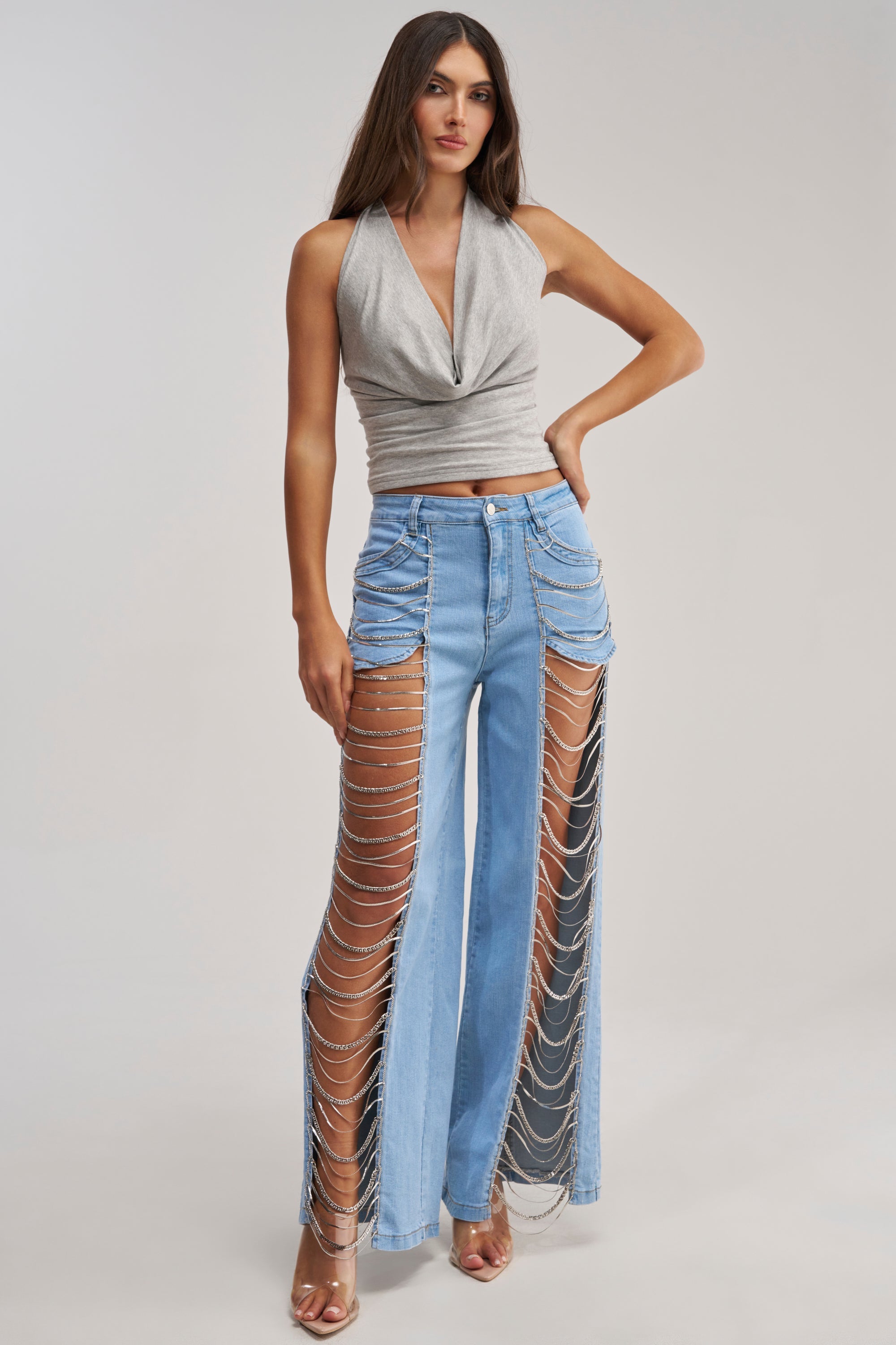 FIRST CLASS COWL HALTER TOP