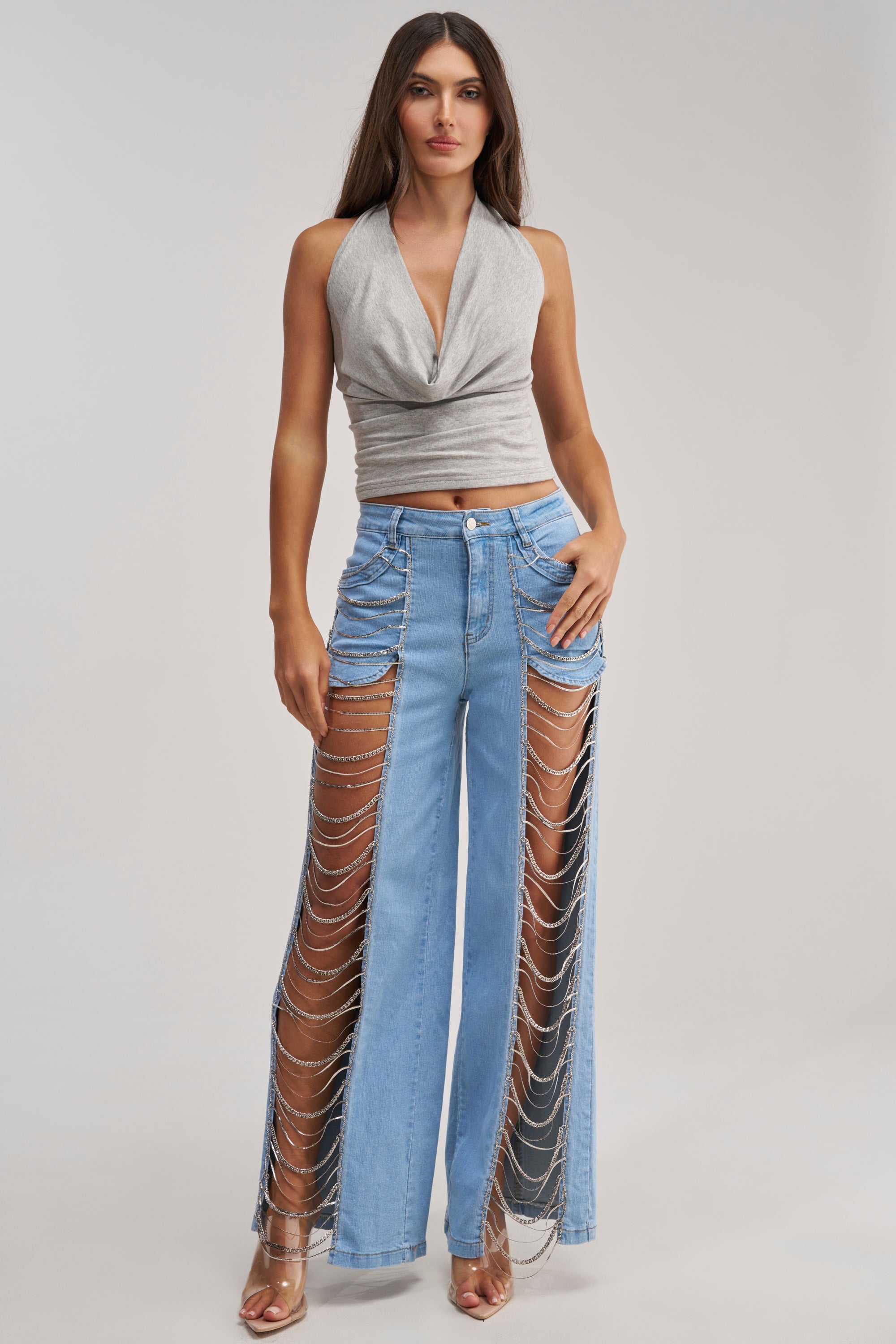 FIRST CLASS COWL HALTER TOP