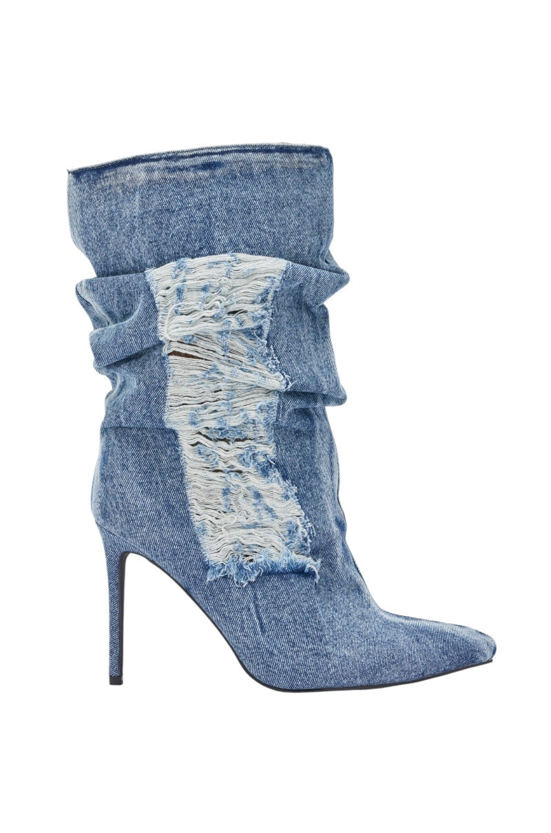AZALEA WANG NAELIA DENIM STILETTO BOOTIE