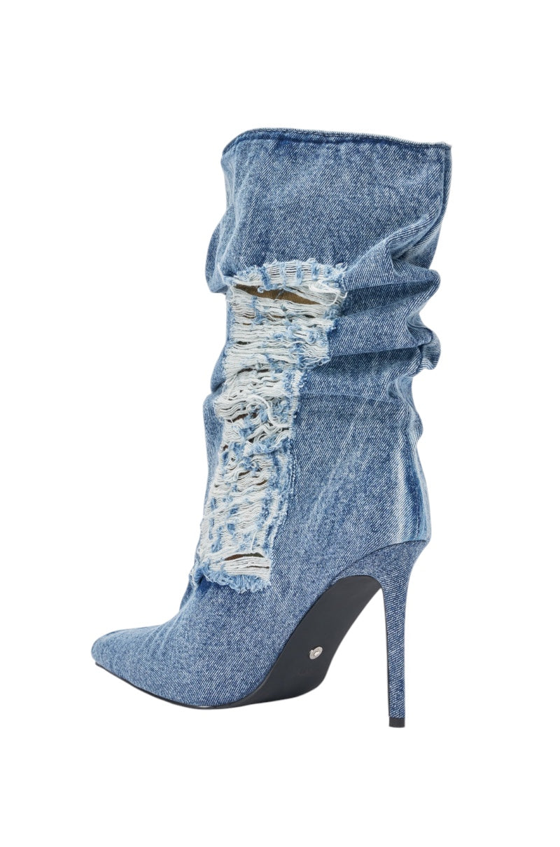 AZALEA WANG NAELIA DENIM STILETTO BOOTIE